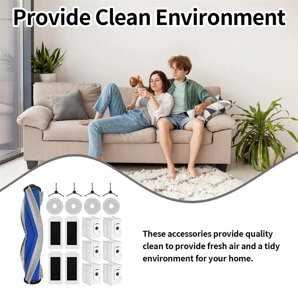 Ecovacs Deebot Robot Vacuum, Escova lateral principal, Mop Pads, Filtro Hepa, Sacos de pó, Acessórios, T30S, T30S Combo