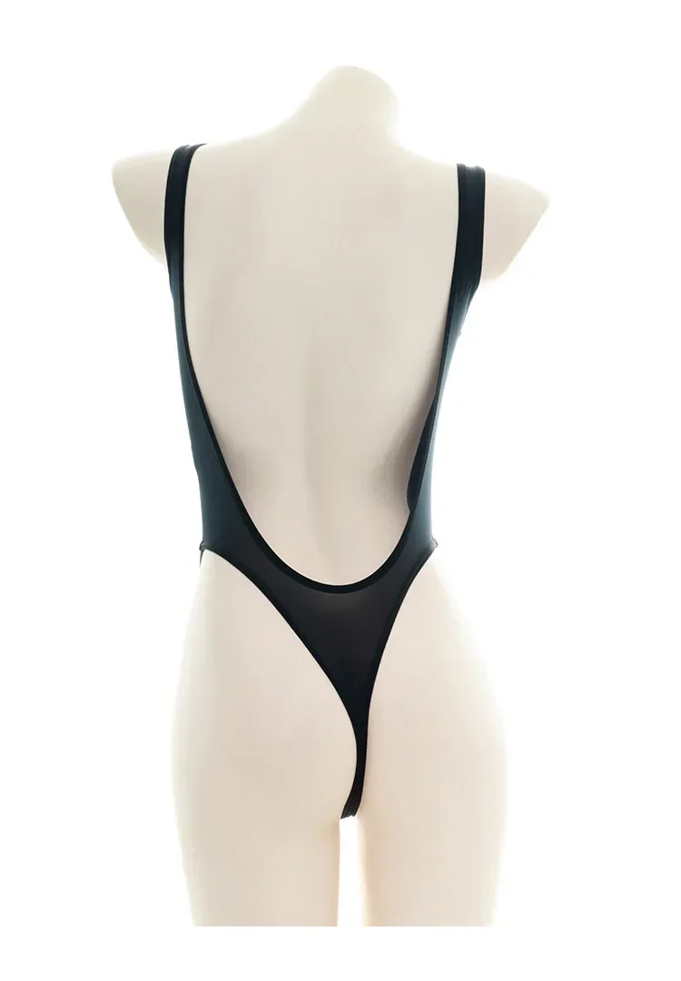 Anime Student Durchscheinender einteiliger Badeanzug Dünner japanischer Damen Enger Body Sexy Bademode Schulmädchen Kostüm Cosplay