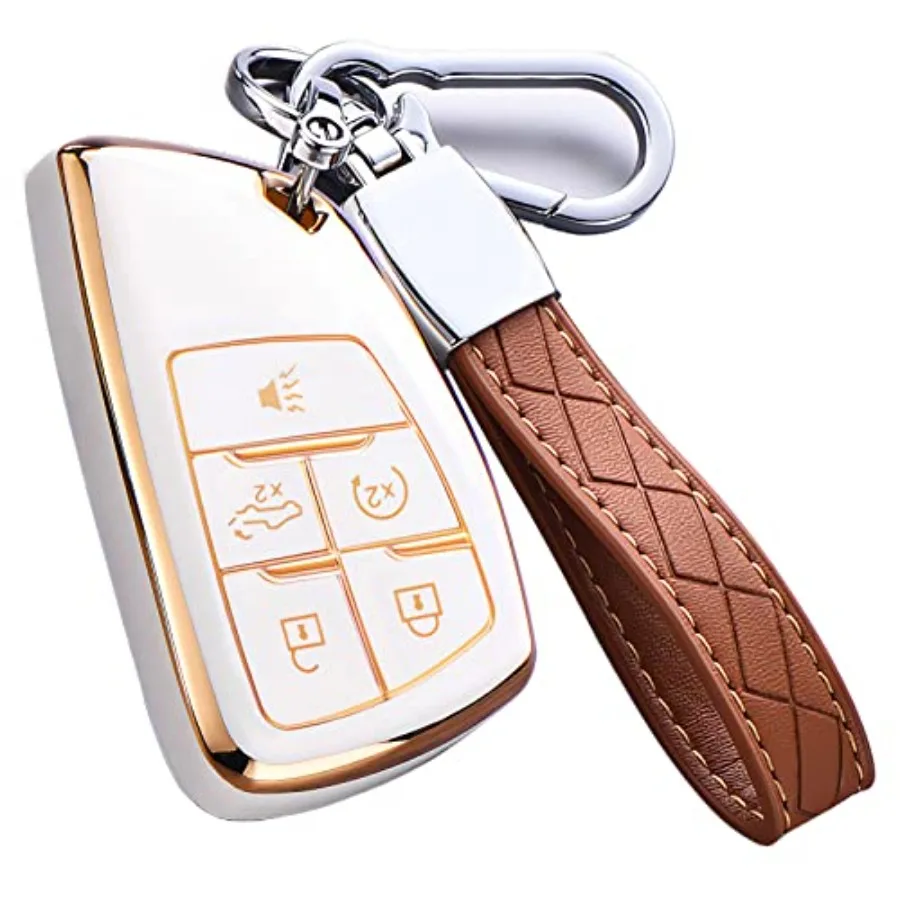 

Key Fob Cover for Chevy GMC with Keychain, Silverado Sierra Tahoe Suburban Equinox Traverse Yukon Denali Terrain Buick Envision