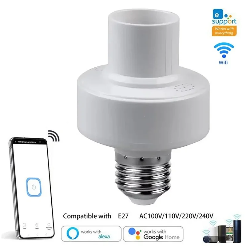 Wireless Remote Lamp Base AC85V~220V Smart Socket Remote Lamp On Off Control For Bedroom Kitchen Living Room Bulb Holder Tools