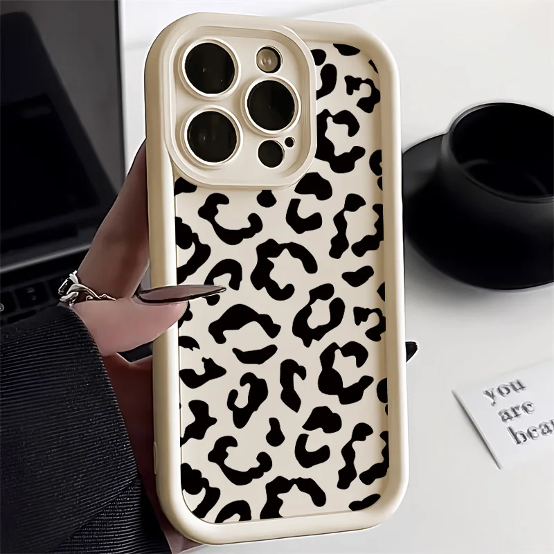 Leopard Print Strawberry Stylish Case For iPhone 15 Pro Case iPhone 17 13 11 16 14 12 Pro Max 7 8 Plus SE Shockproof Soft Bumper