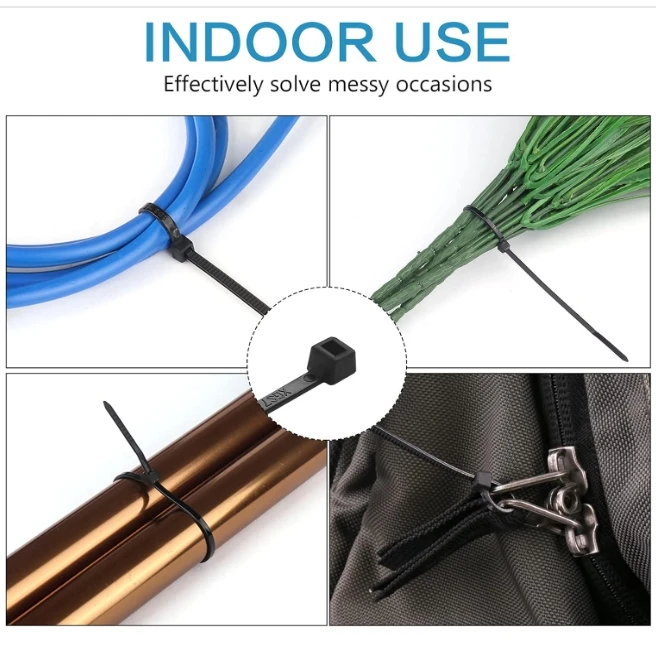 Black/White Self-Locking Nylon Ties Adjustable Multi-Purpose Cable Ties Quick Fix for Home Improvement Office And Outdoor Use