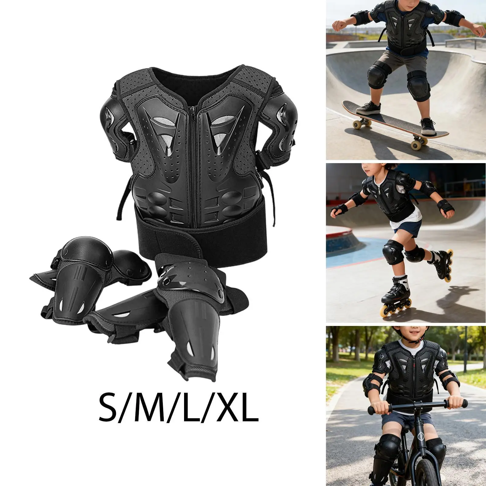 Kids Motorcycle Armor Suit Impact Resistant Protective Clothing Chest Guard Jacket for Bike Riding and Sports