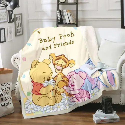 Winnie The Pooh 모피 100% 폴리에스터 프린트 담요, 겨울 침대 양털 담요, 아기 봉제 인형 던지기 