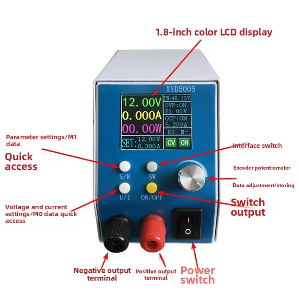 DC Power Component 0-50V 0-5A with Voltage and Current Resolution of 0.01V and 0.001A for Technical Measurements