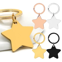 20Pcs Star Shape Blank Metal Pet Tag With Keyring Stainless Steel Dog Name Plate Personalized Pendant Jewelry Making Accessories