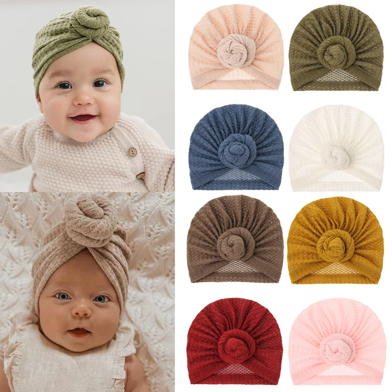 Solid Donut Turban Baby Girl Cap Summer Infant Hat Elastic Child Newborn Head Wraps Turbans Headbands Baby Hair Accessories 0-6M