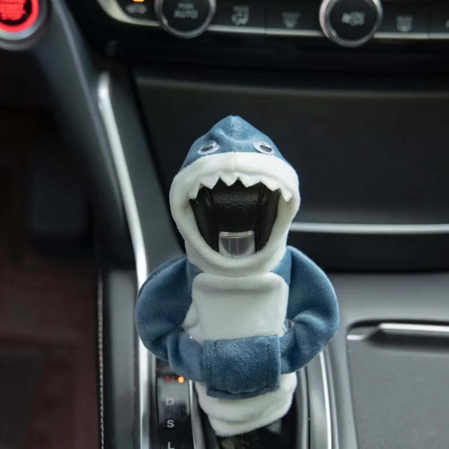 CAER Car Hoodie Handle Cute Shark Frog Bat Cover Short Plush Gearshift Change Knob Lever Sweatshirt Auto Interior Accessories