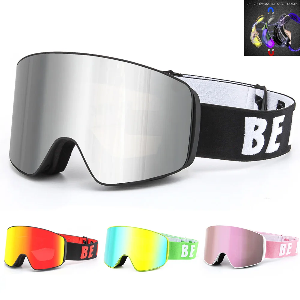 2024, новые двухслойные магнитные лыжные очки с поляризационными линзами, противотуманные очки для катания на лыжах UV400, очки для сноуборда, мужские и женские лыжные очки, очки