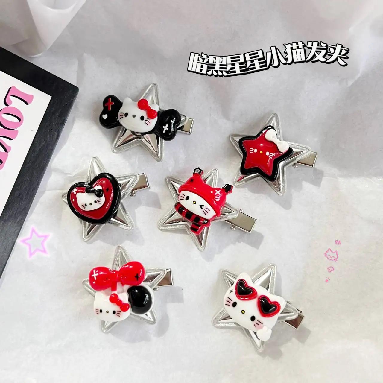 Sanrio Hair Clips Cartoon Figure Y2K Hello Kitty Star Shape Niche Design Hairpins Sweet KT Cat Hair Accessories Decoration Gifts