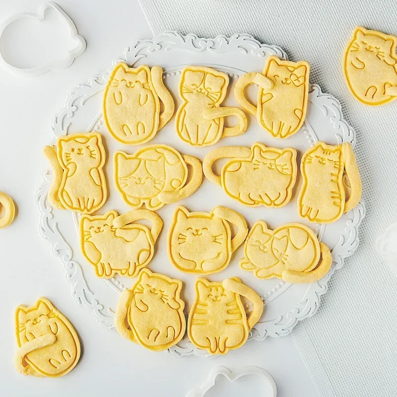 Mini Cute Kitten Fondant Biscuit Mold Cartoon Animal Cookie Cutter Pressing Embosser Cookie Tool Baking Cake Decorating Tools