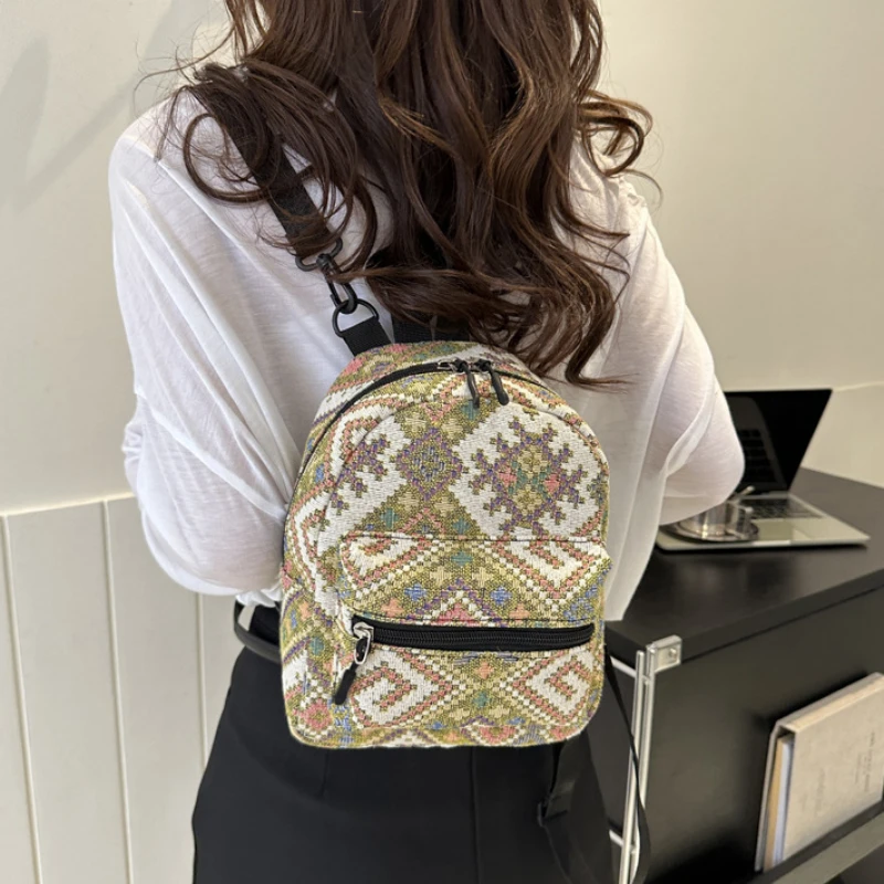 Cross Border Ethnic Style Backpack Retro Simple Leisure Backpack Large Capacity Commuter Travel Women's Crossbody Bbackpack