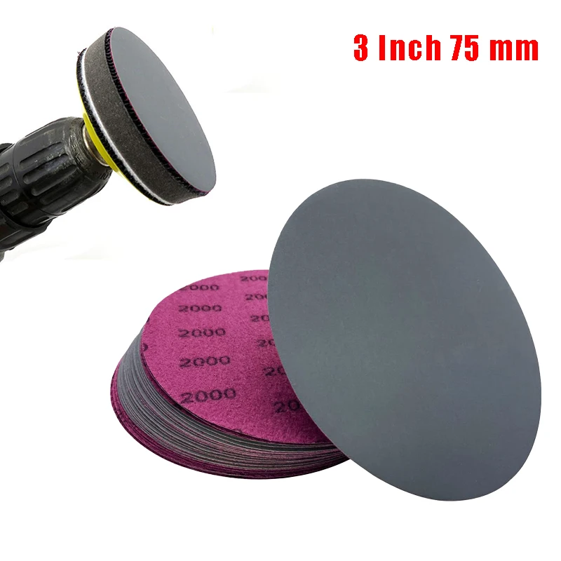 

20 Pcs Wet Dry Sandpaper 3 inch 75MM Hook and Loop Silicon Carbide 60-10000 Grits Sanding Disc Sand Paper Abrasive Tools
