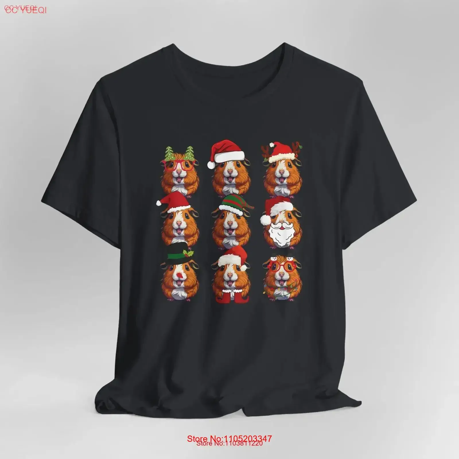 احتفالي خنازير غينيا تي شيرت عطلة الحيوان لطيف عيد الميلاد مضحك عيد الميلاد العلوي لمحبي الخنازير خمر غسلها للارتداء اليومي #1