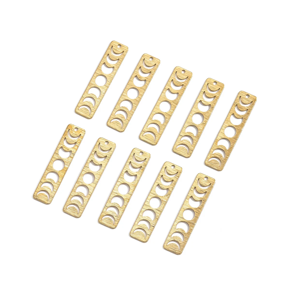 10pcs original brass wire drawing single hole hollowed out moon geometric rectangle for making earring necklace components image 3