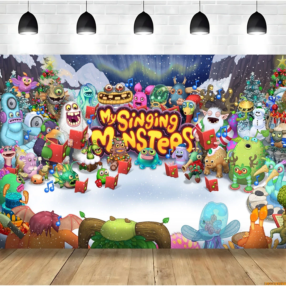 

My Singing Monsters Birthday Photography Backdrops Baby Shower Boy Kid Music Game Green Animals Photo Studio Background GS-01