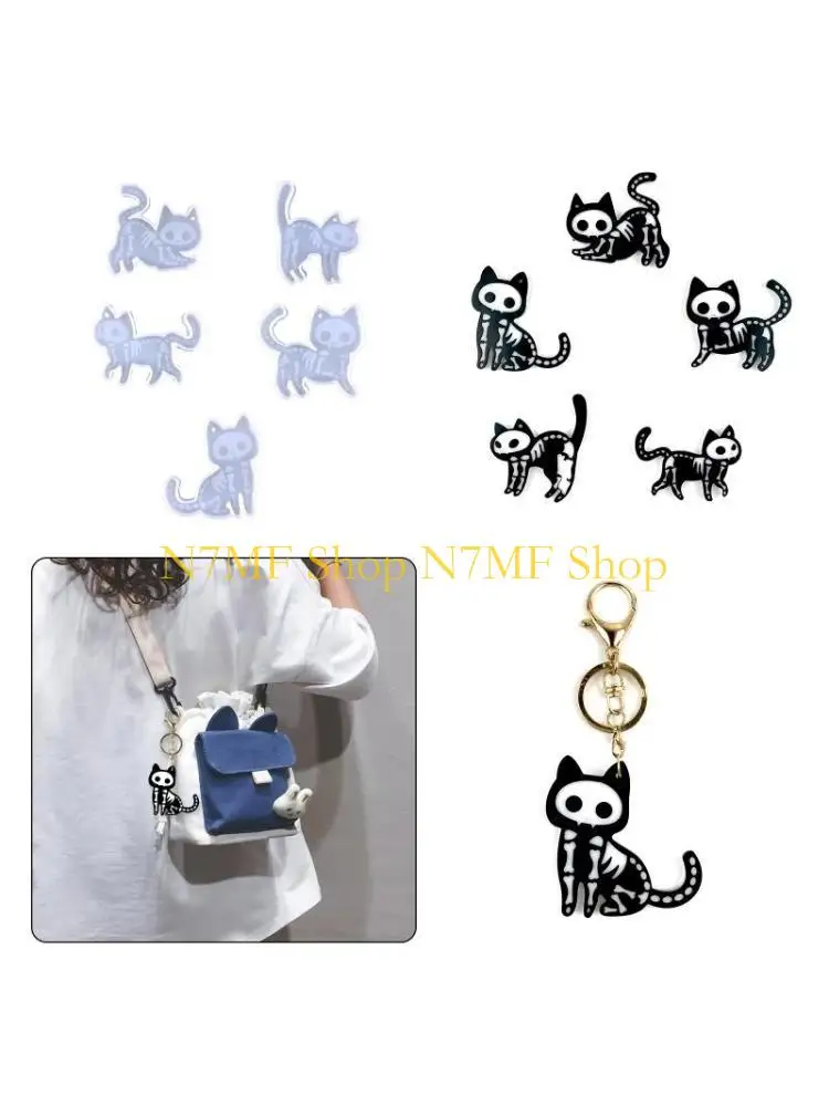

N7MF 1Pc/5Pcs DIY Five Syles Kitten Keychain Silicone Epoxy Molds DIY Ornaments Pendant Crafting Mould for Valentine Gift
