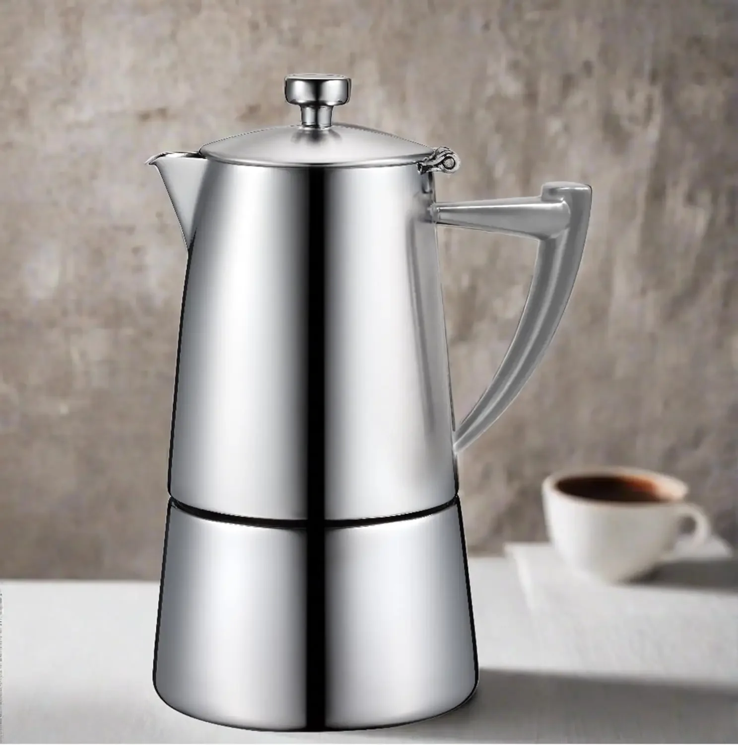 ISINOX-Machine à Expresso Toxic Roma en Satin et Acier Inoxydable, Marmite à Moka pour Cuisinière, 10 Tasses