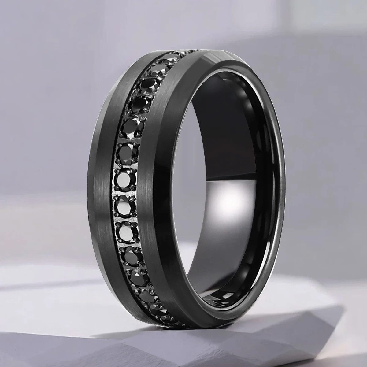 

Man's Black Tungsten Ring,8mm Wedding Ring,Anniversary,Engagement,Tungsten Carbide Ring,Unique Tungsten Ring,Comfort Fit,Flat Ri