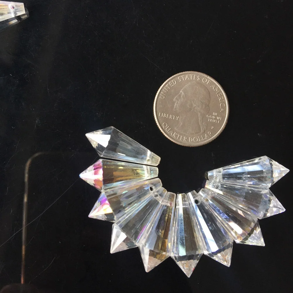10Pc Rainbow Chandelier Crystal Prism TEAR DROP DIY Pendant Charm Spacer Icicle Fire Polished AB