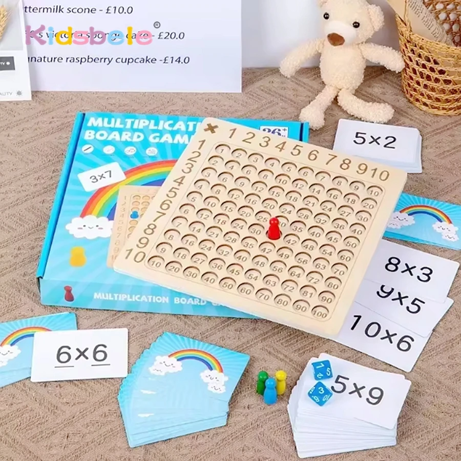 

99 Таблица умножения Деревянная настольная игра Монтессори от 1 до 100, игрушка для подсчета чисел, обучающее пособие, подарок на день рождения для детей