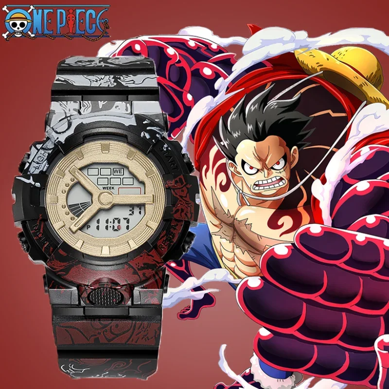 One Piece Luffy Kids Digital Watches Student Childrens Electronic Watch Fashion Luminous LCD Alarm Camouflage Boys Clock Gift