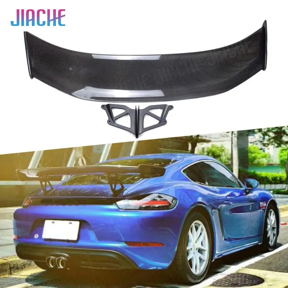 Carbon Fiber Car Rear Spoiler Tail Wings For Porsche Cayman 981 986 987 718 GT4 GT 2016 - 2019 Car External Decoration FRP Black