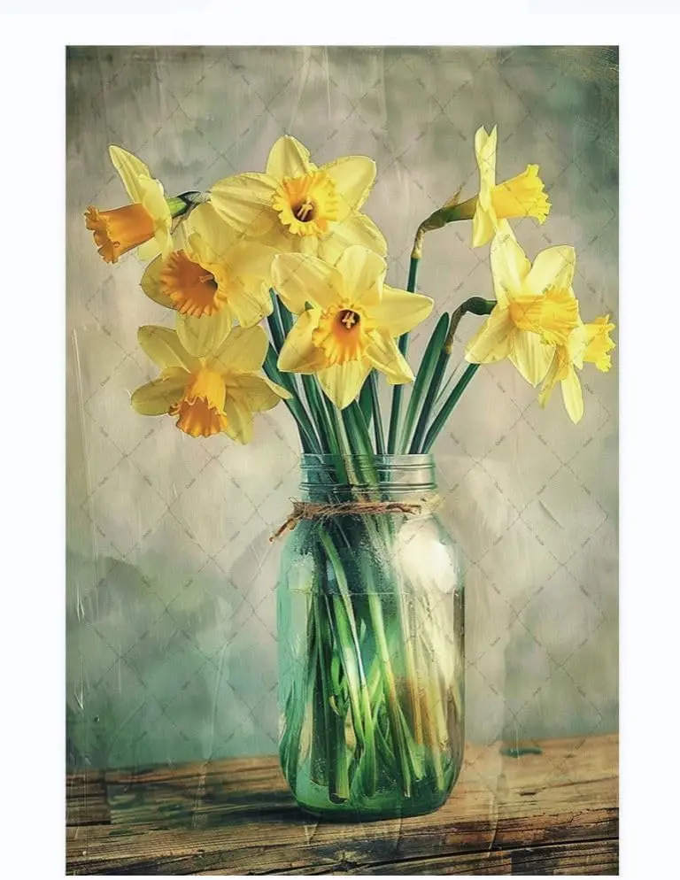 Cusde Jar with Daffodil Floral Bouquet Metal Tin Signs Spring Flowers Tin Sign Home Decoration Wall Art Wall Retro Decor for Yar