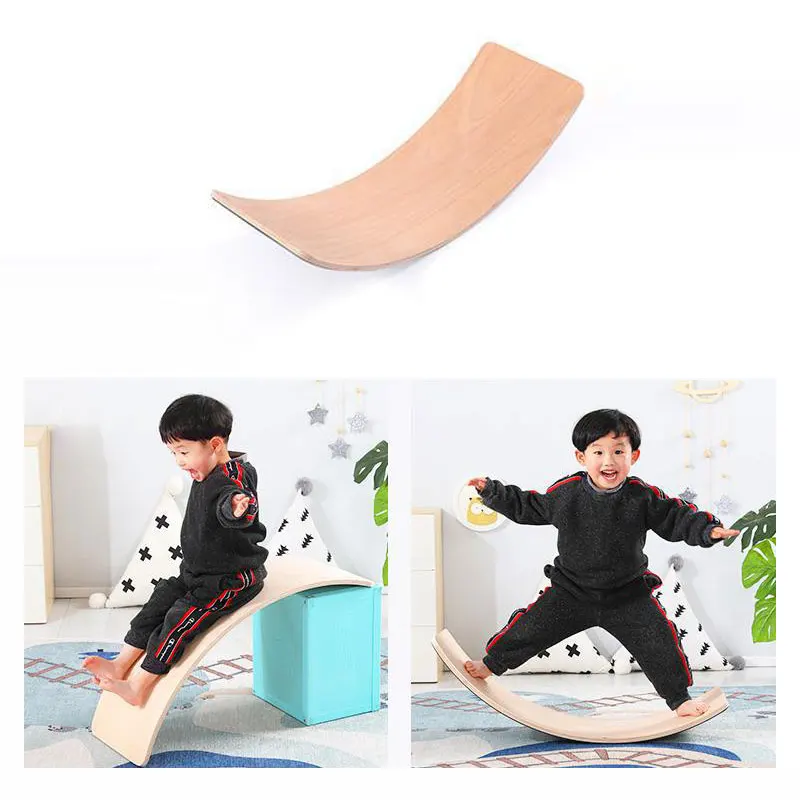 Child Wood Balance Board Kids Game Wobble Board Balance Workout Twist Board Fitness Training Plate Exercise Equipment Seesaw