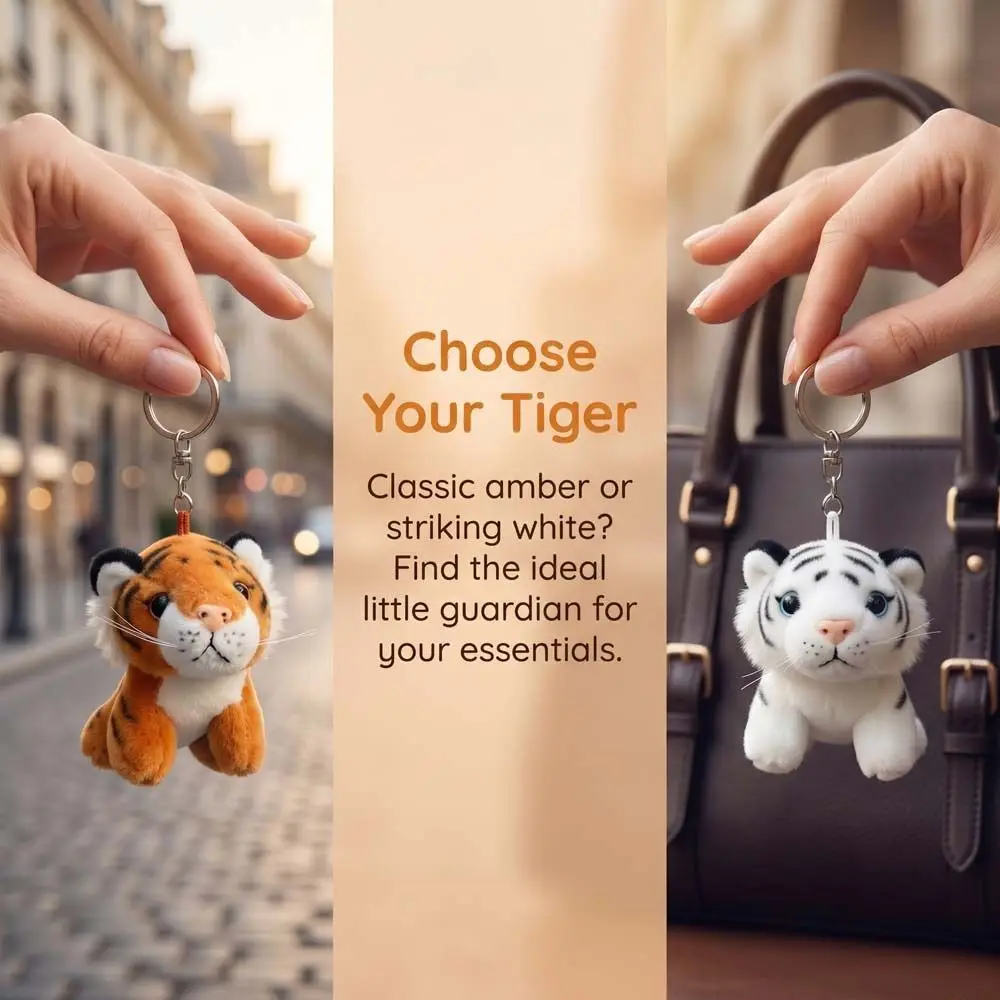 

Kawaii Style Stuffed Keychain Tiger Keychain Collection Soft Tiger Keychain Fluffy 12cm Tiger Car Pendant