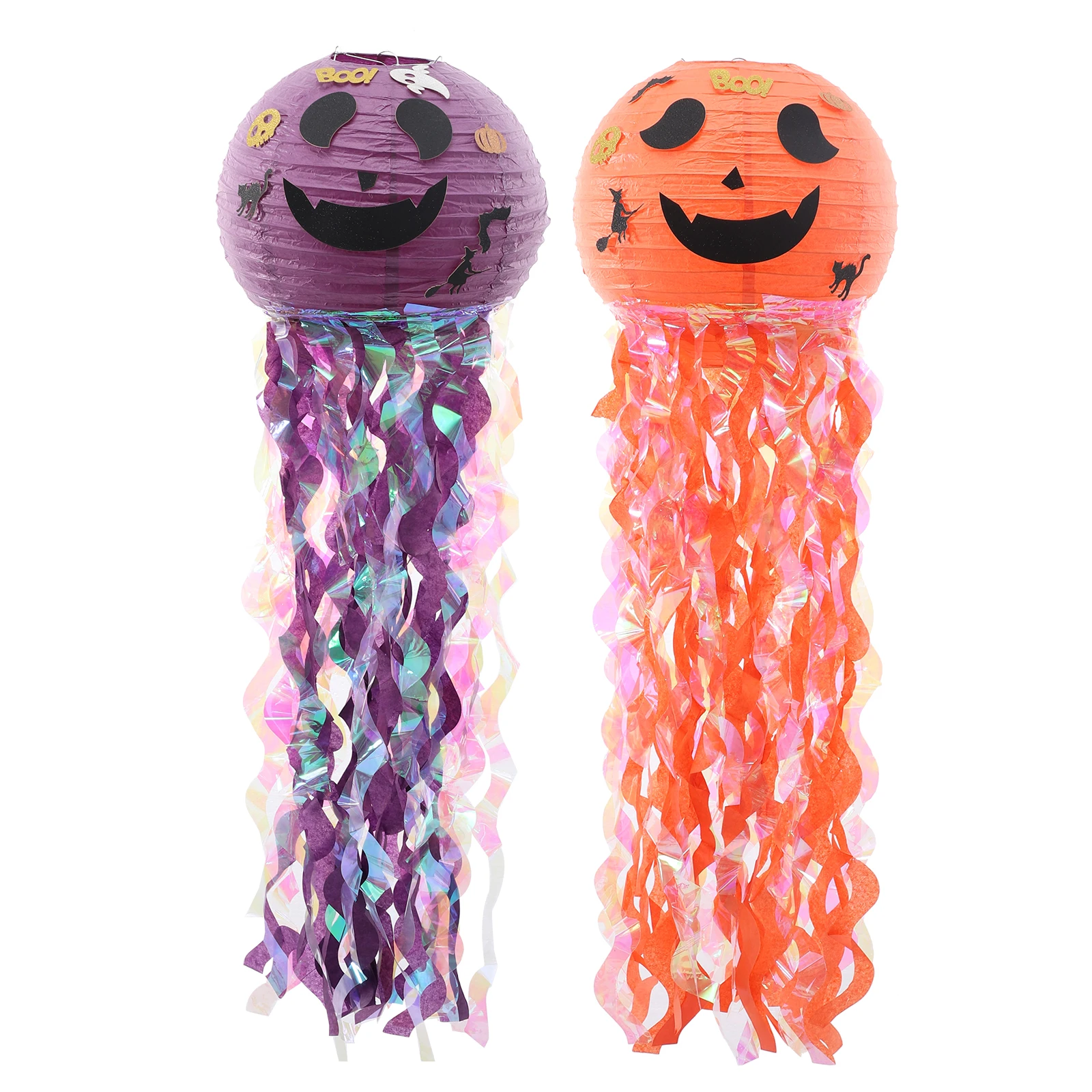 

2Pcs Pumpkin Jellyfish Paper Lanterns Halloween Hanging Decorations Party Supplies Lightweight Festive Layout