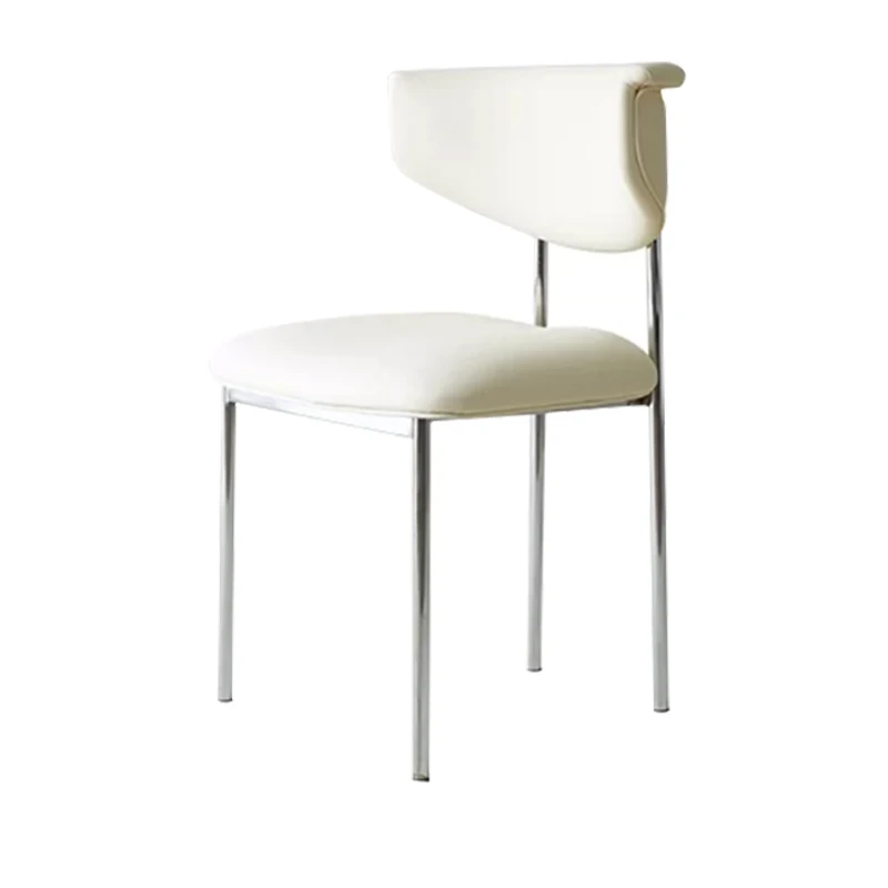 

Modern simple dining chair home Nordic light luxury high-end wrought iron dining table and chair French designer makeup