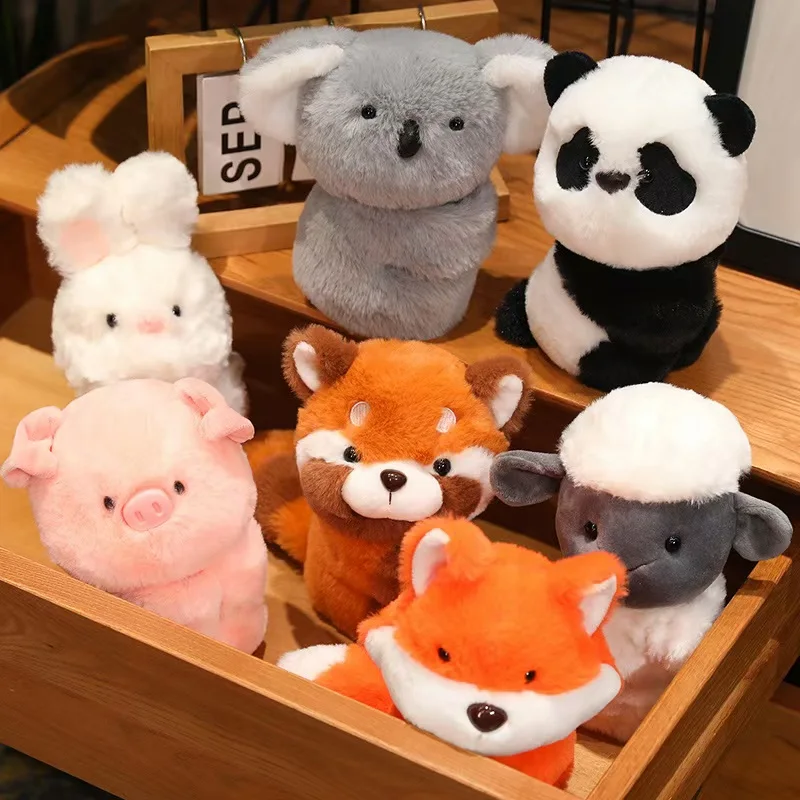 Cartoon sitting clasp doll wrist guard hand clap cute animal plush toy with koala panda pig rabbit fox raccoon sheep dog gift