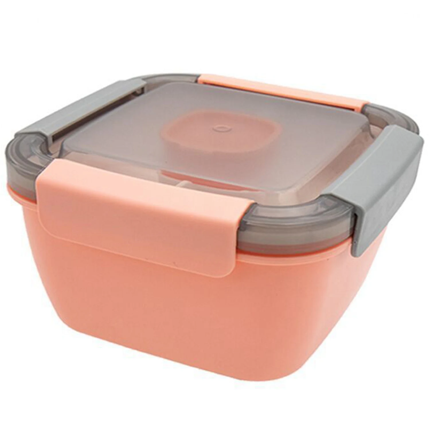 Salad Lunch Container to Go, Large 51-Oz Salad Bowl, 3 Part Divided Tray, with Dressing Container and Reusable (Pink)