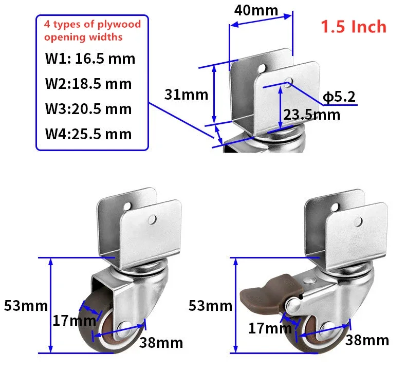 Imagem -02 - Universal Madeira Maciça Baby Rock Bed Flower Stand Freio Rodízio Direcção Móveis u Tpe Roda 16 mm 18 mm 20 mm 25 mm 1.5 Pcs por Lote