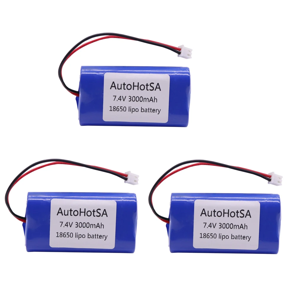 7.4V 3000mah high capacity 18650 li-ion battery with XH2.54 2P Plug 7.4V 2S 18650 lithium battery for  electric toy parts 1-5PCS