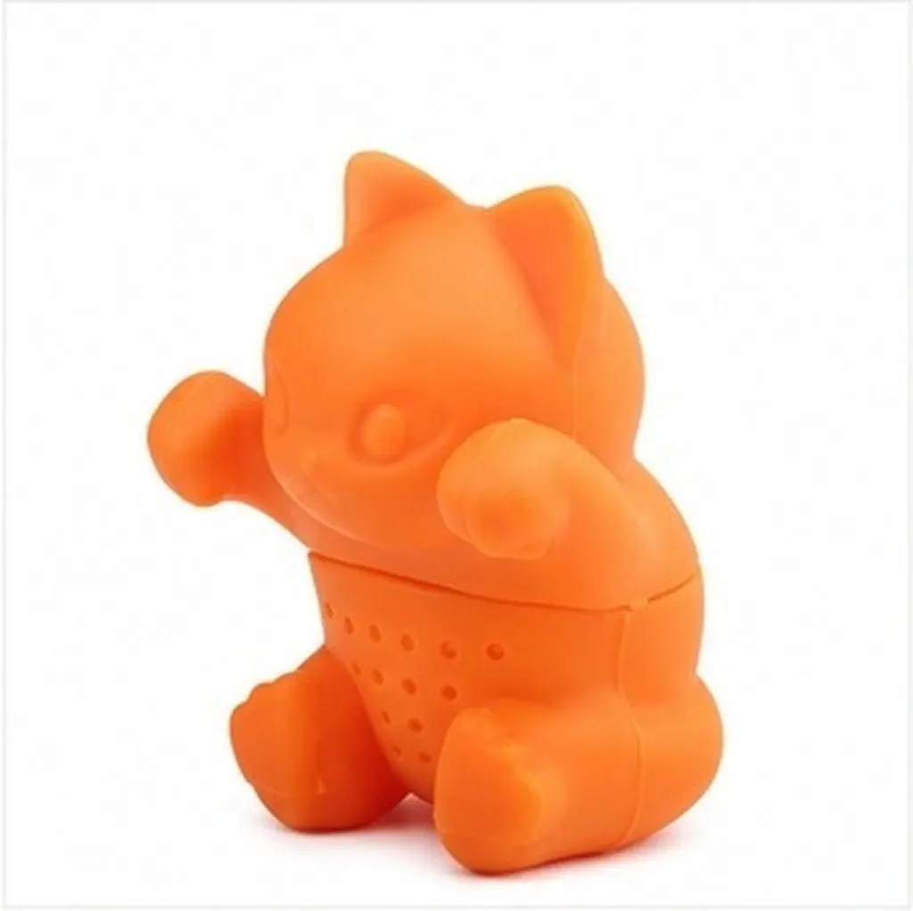 Food Grade Silicone Cat Tea Infuser Funny Shape Loose Leaf Tea Filter Easy to Clean Fine Mesh Orange
