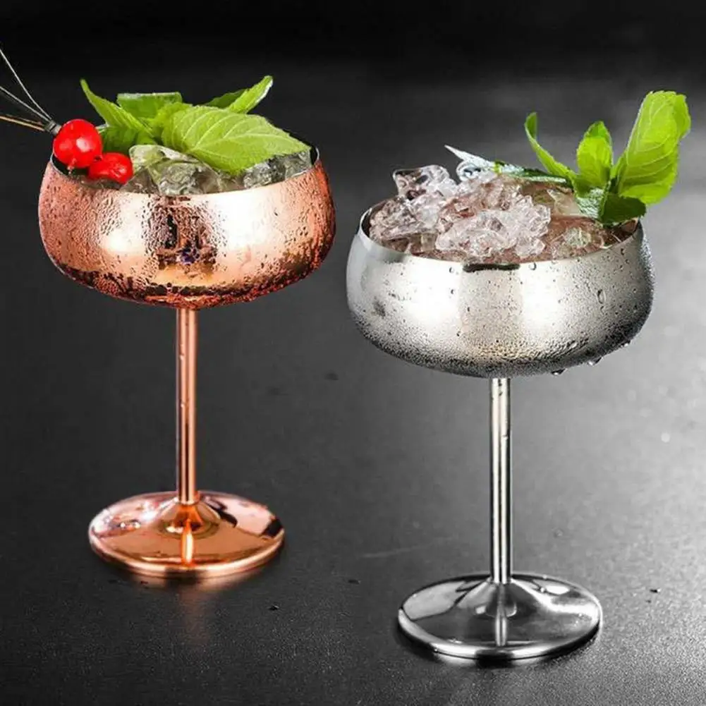 Copa de vino de acero inoxidable de boca ancha, agarre cómodo, resistente a la curva, duradera, copas de champán Coupe