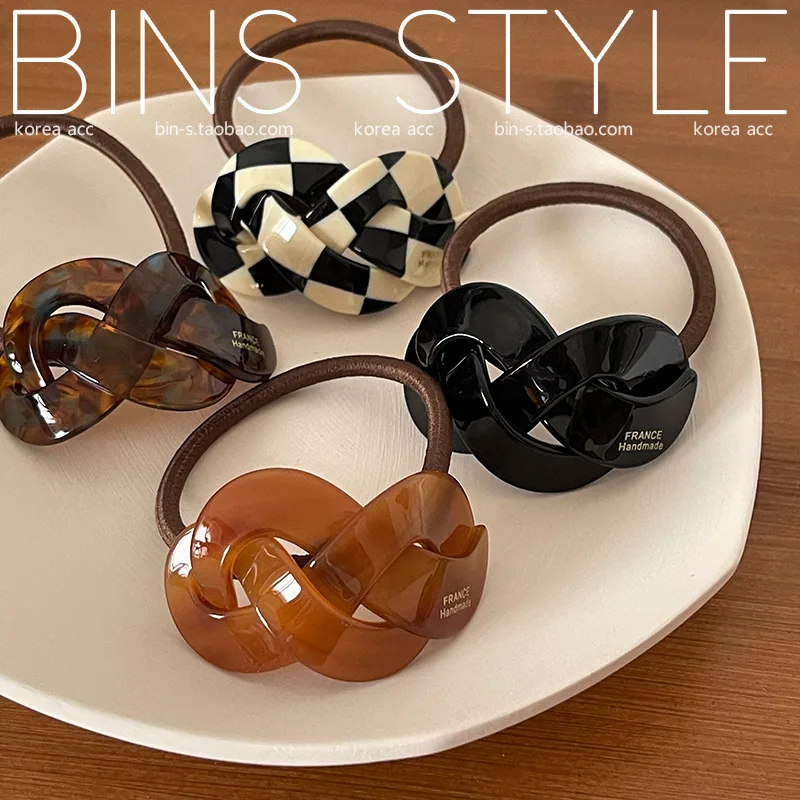 

Женские ацетатные резинки для волос с плетеным узором в корейском стиле, эластичные повязки для волос, резинки для девочек, держатели для хвоста, скранчи, резинки-шнурки для волос