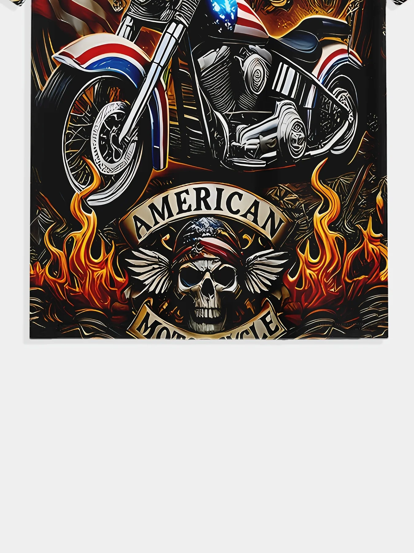 Herren American Eagle Motorrad-Print T-Shirt Lässiger O-Ausschnitt Kurzarm Vintage Biker Grafik-T-Shirt Streetwear Oberteil – Detail 7