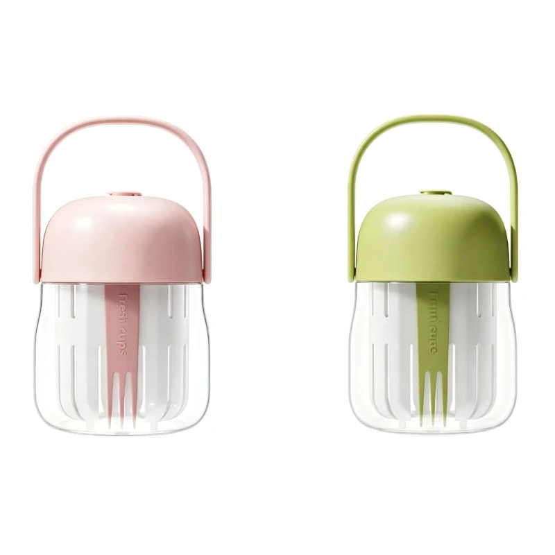 Clear Cup with Leak-Resistant Screw Lid and Folding Fork for Cold Meals JOMD