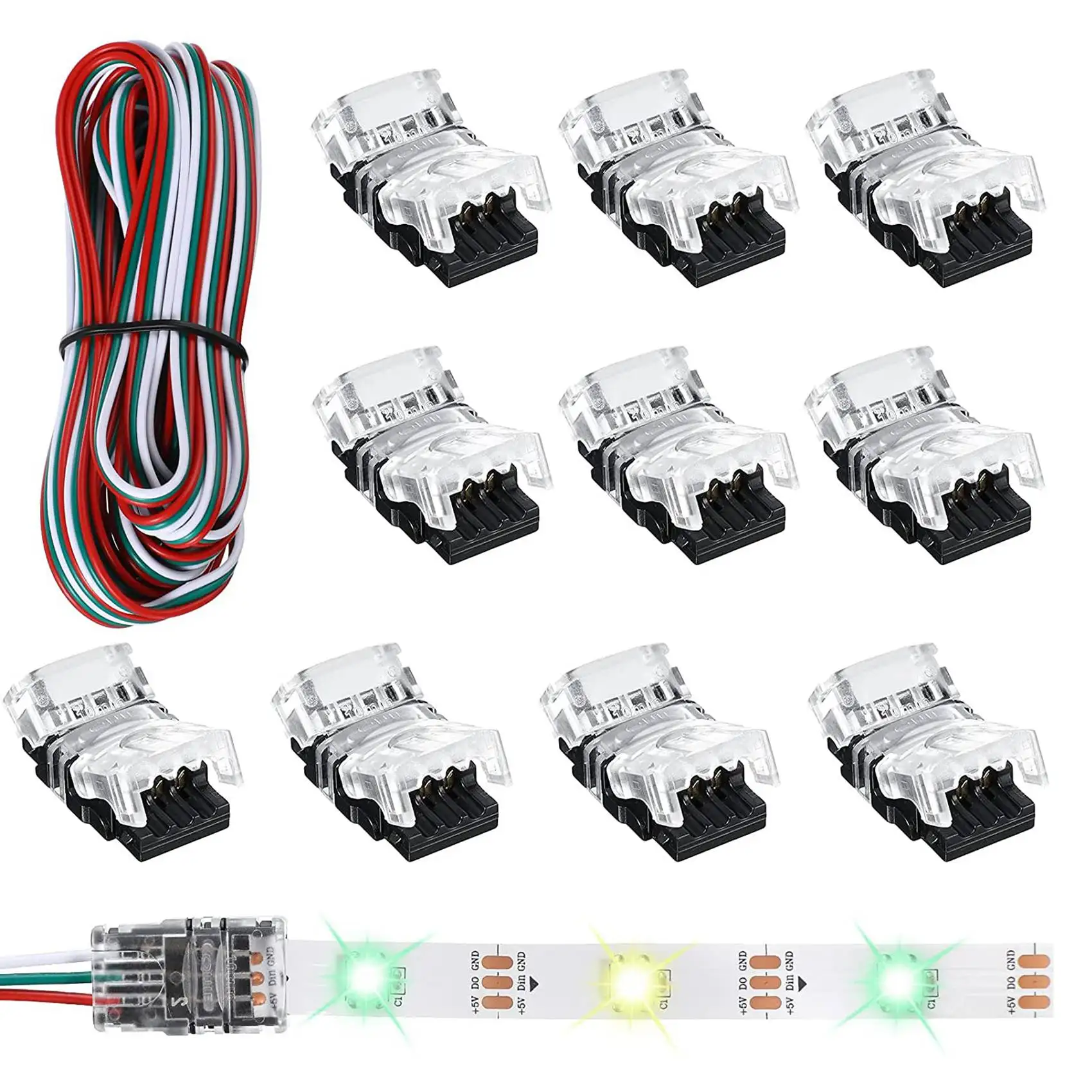 

11 Pieces Tunable 3 Pin LED Strip Connectors 10mm LED Strip Light Connectors LED Strip Connector Terminal for WS2811