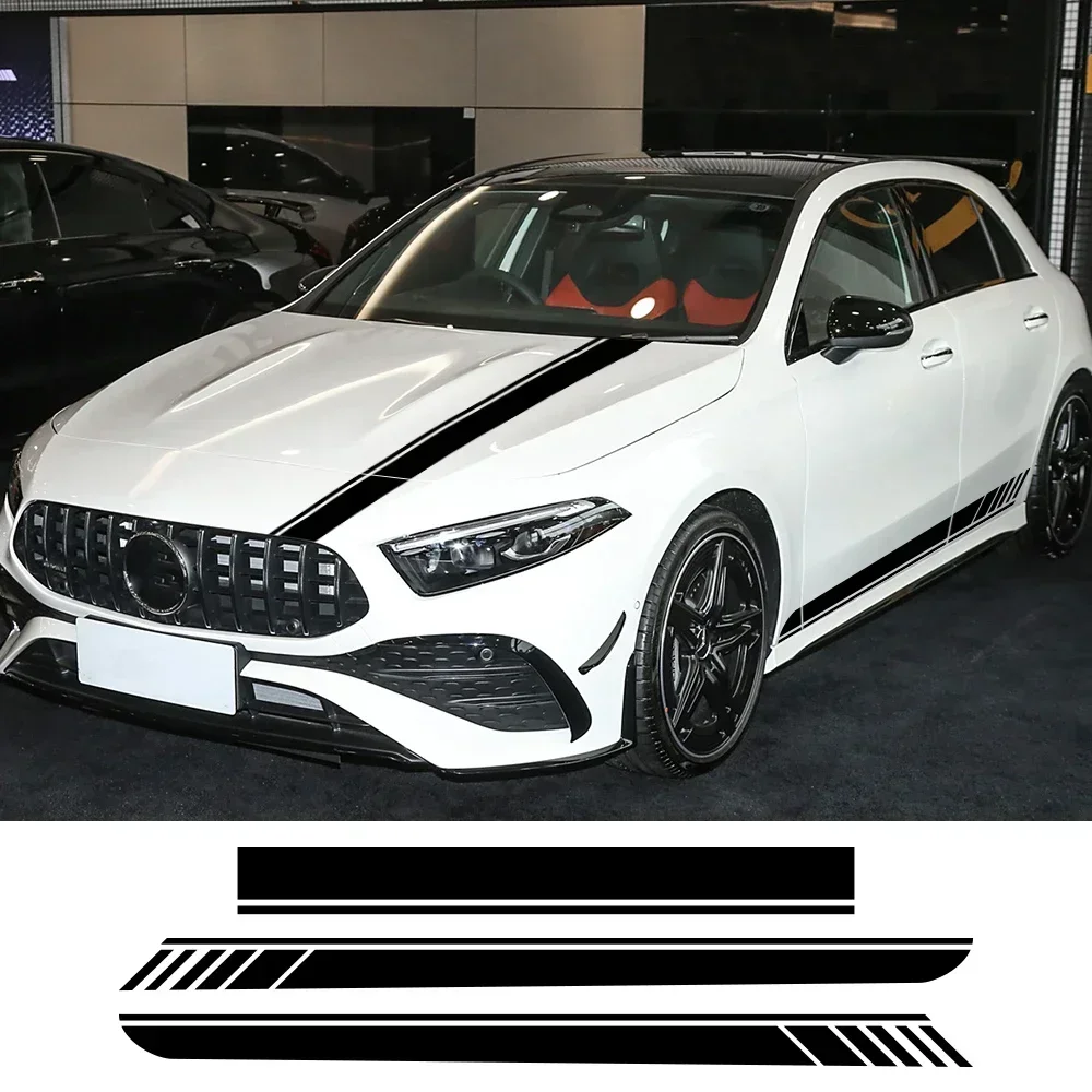 Calcomanía para capó de coche, pegatina de falda de rayas laterales para Mercedes Benz Clase A A45S W177 V177 A35 A45 W176 AMG, accesorios de decoración