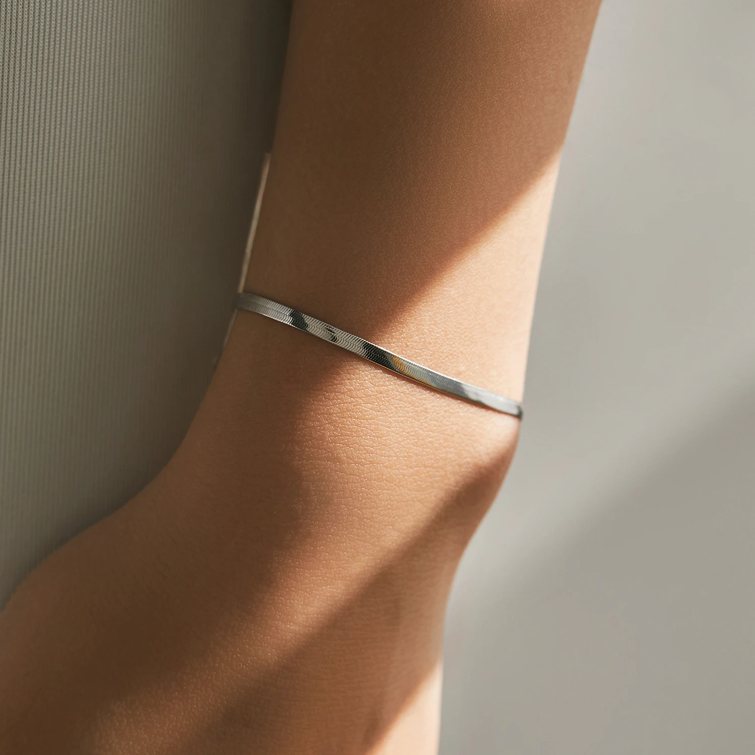 MODIAN 925 Sterling Silver Simple Trendy Snake Stackable Trendy Chain Bracelet For Women Party Fine Jewelry Accessories view 2