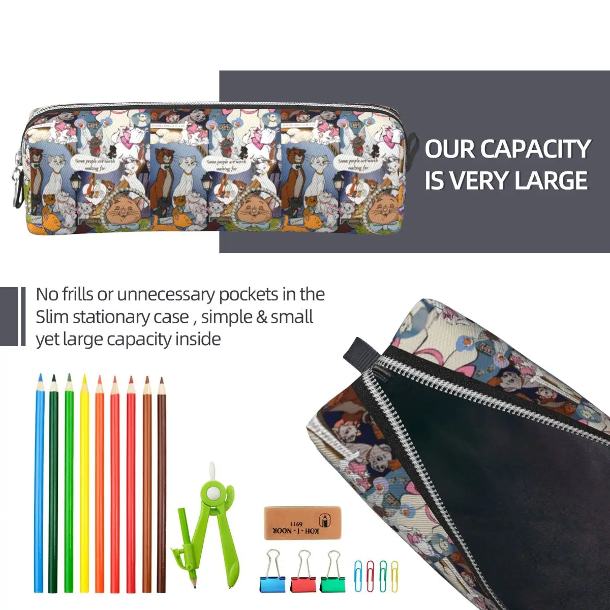 متعة ماريا بيرليوز تولوز مقلمة أرستوكاتس أنيمي صندوق رصاص القلم للفتيات الفتيان حقيبة كبيرة مكتب سستة القرطاسية