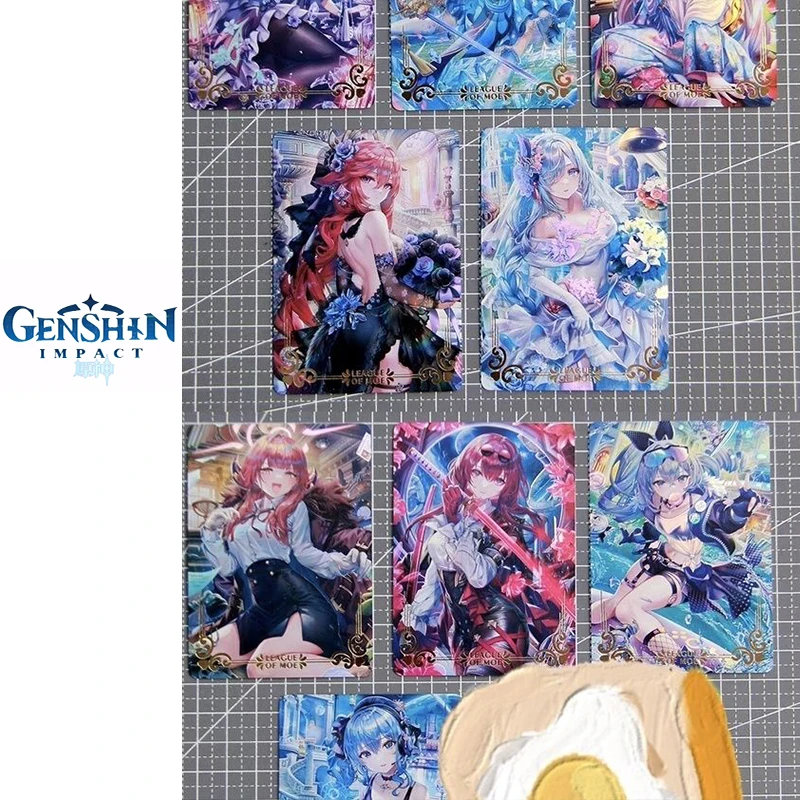 DIY ACG Genshin Impact 9PCS/SET Collection card Yae Miko Kamisato Ayaka Anime characters Bronzing flash card Christmas gift toys