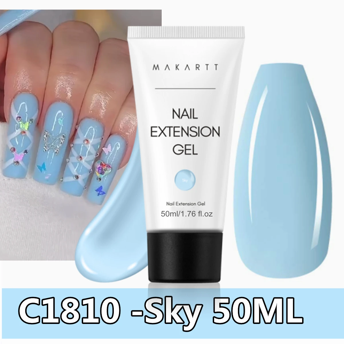 Makartt Poly Nails Acrygel, 50g Transparant/Roze/Nude Nagelverlengingsgel Glitter Builder Nagelgel voor trendy DIY nagelkunst