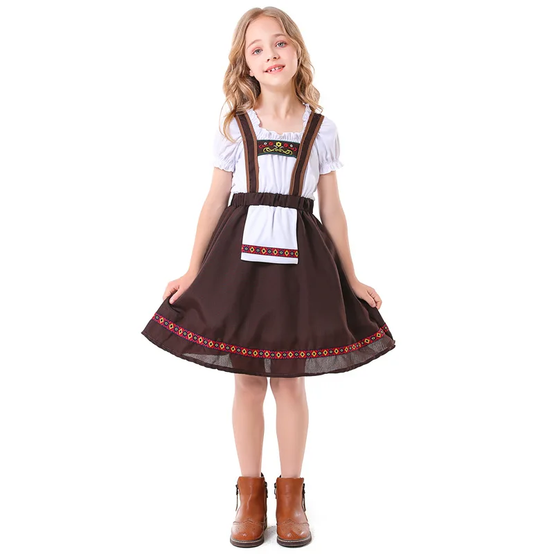 Oktoberfest-vestido Dirndl para niñas, Festival de la cerveza alemana bávaro, disfraz de sirvienta para niños, disfraz de cosplay, carnaval, fiesta de Halloween, vestido elegante