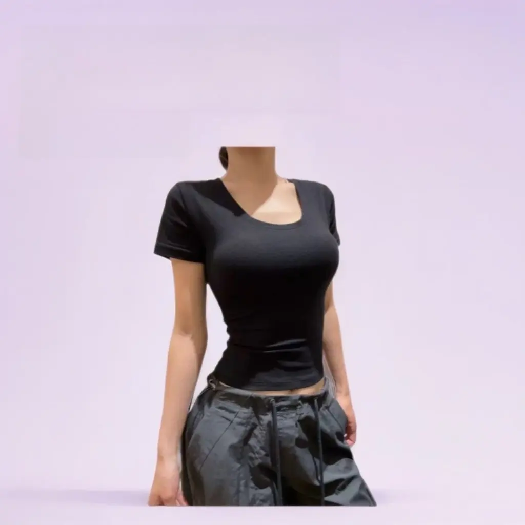 

Summer New Women's Slim Fit U-Neck Short-Sleeved Cotton T-Shirt Fashion Casual Versatile Hourglass Top