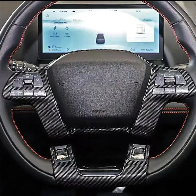 ل BYD القرش 6 2024 2025 LHD RHD ABS ألياف الكربون تراكب الداخلية الكسوة والعتاد التحول لوحة الزجاج التبديل إطار عجلة القيادة
